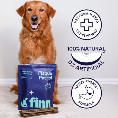 Finn Plaque Patrol Dental Chews | Triple-Action Defense Against Plaque, Tartar, and Bad Breath |