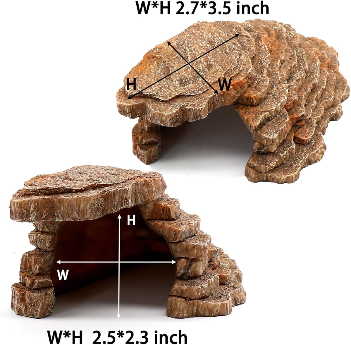 Gecko Hide Shale Scape Step Ledge, Reptile Cave Hideout Tank Accessories Decorations, Great for