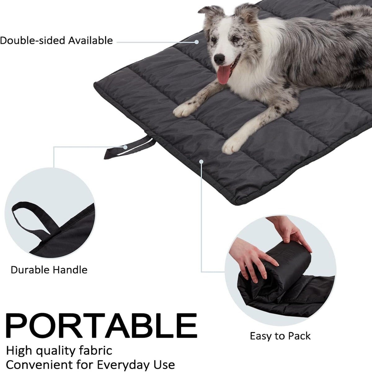 BDEUS 43x25In Large Size Outdoor Dog Bed, Waterproof & Portable Camping Travel Pet Mat, Easy to