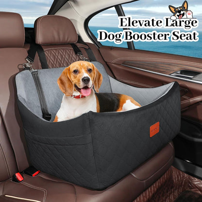 Dog Car Seat for Medium & Large Dogs Up to 55lbs, Memory Foam Cushion, Washable Cover, Safety