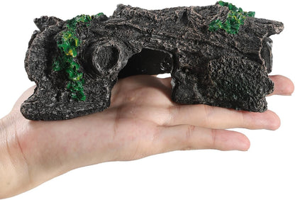 IBWell Aquarium Wood Fish Tank Decorations，Resin Fake Logs Terrarium DÉCor, Reptile Hide Aquarium