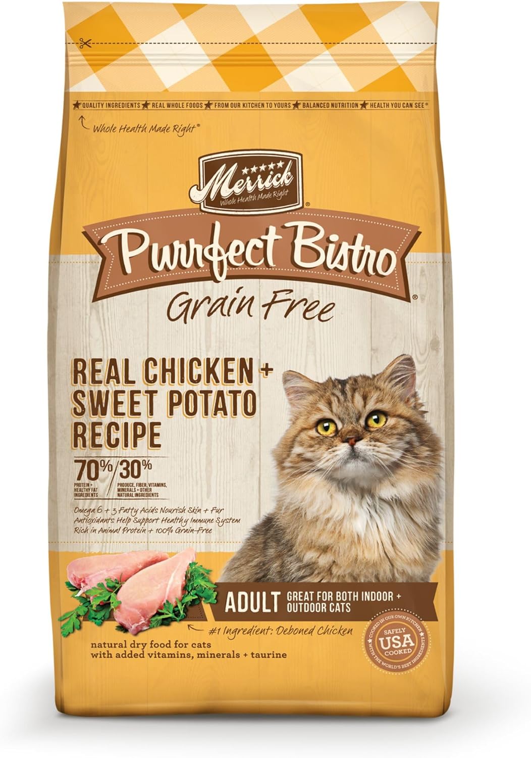 Merrick Purrfect Bistro Grain Free Natural Dry Cat Food For Adult Cats, Real Chicken And Sweet