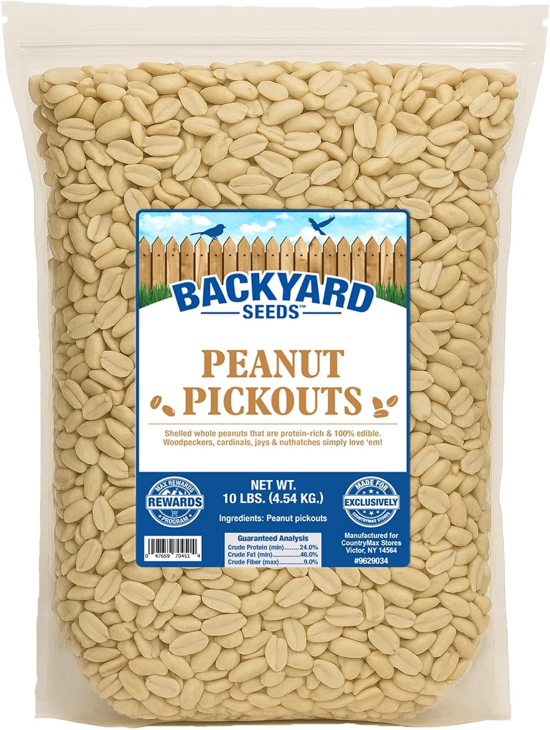 CountryMax Backyard Seeds Shelled Whole Peanuts for Woodpeckers, Birds, Squirrels & Wildlife