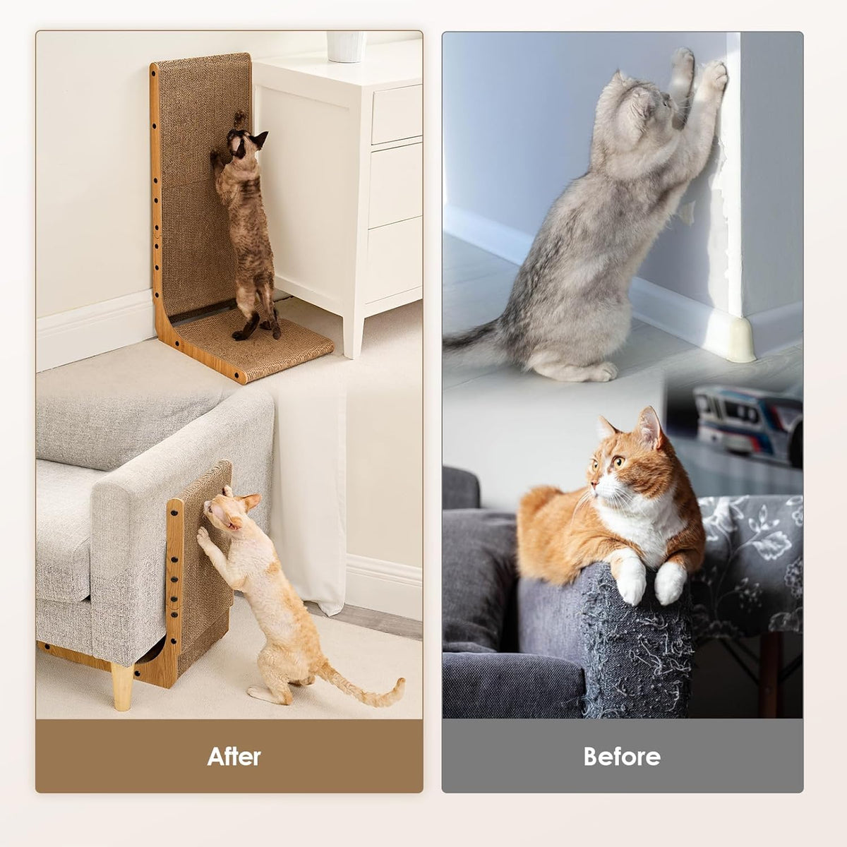 EHEYCIGA Cardboard Cat Scratcher for Indoor Kitten Cats, 19 Inch L Shaped Vertical Cat Scratching
