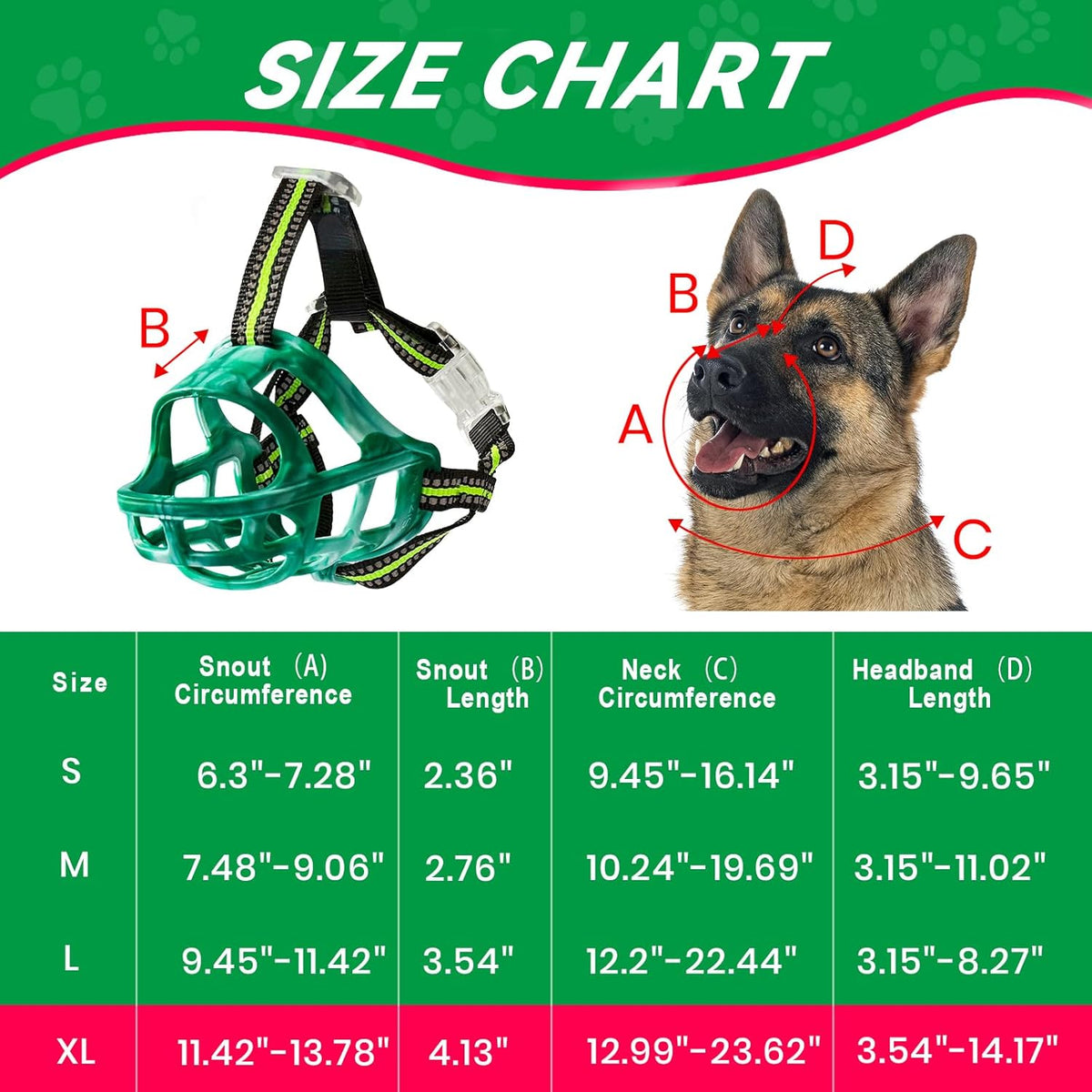 Dog Muzzle, Basket Muzzle for Small Medium Large Dogs, Anti-Biting and Chewing, Lightweight &