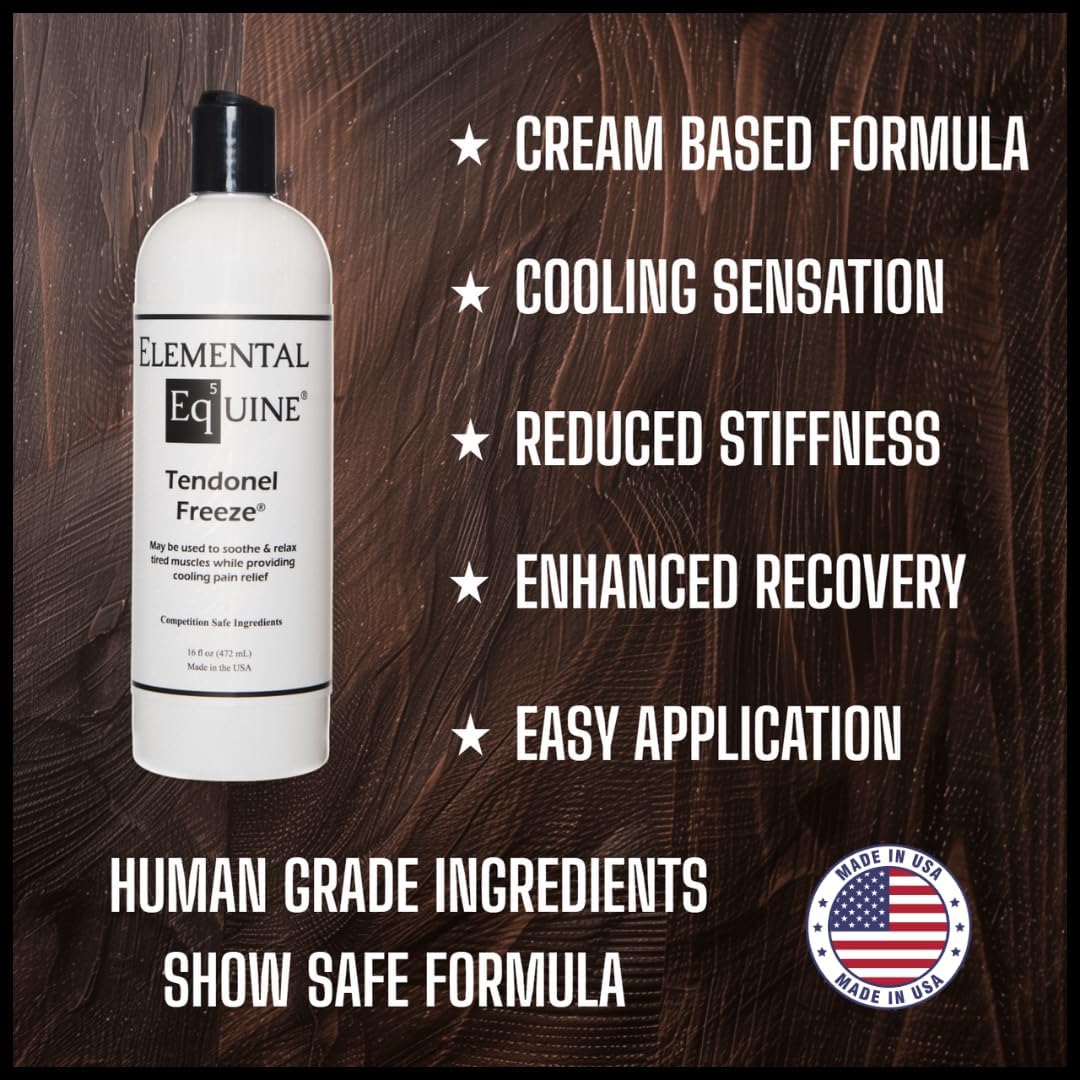 Elemental Equine Tendonel Freeze 16oz Liniment Rub for Horses - Soothe and Relax Tired Muscles