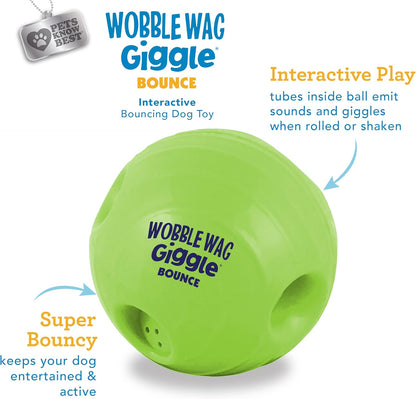 Wobble Wag Giggle Bounce Interactive Dog Toy- Sound Making Bouncing Ball for Dogs Ages Indoor &