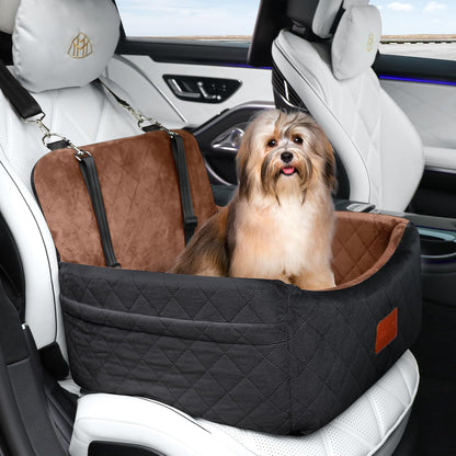 Dog Car Seat for Small Dogs Under 30lbs,Ultra Soft Fabric & Memory Foam Pet Travel Car Bed,Washable