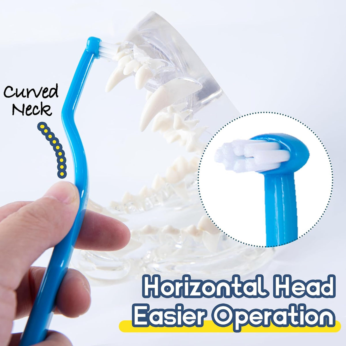 Small Dog Toothbrush, Cat & Puppy Tooth Brushing Kit, Mini Tuft Horizontal Head Teeth Brush for