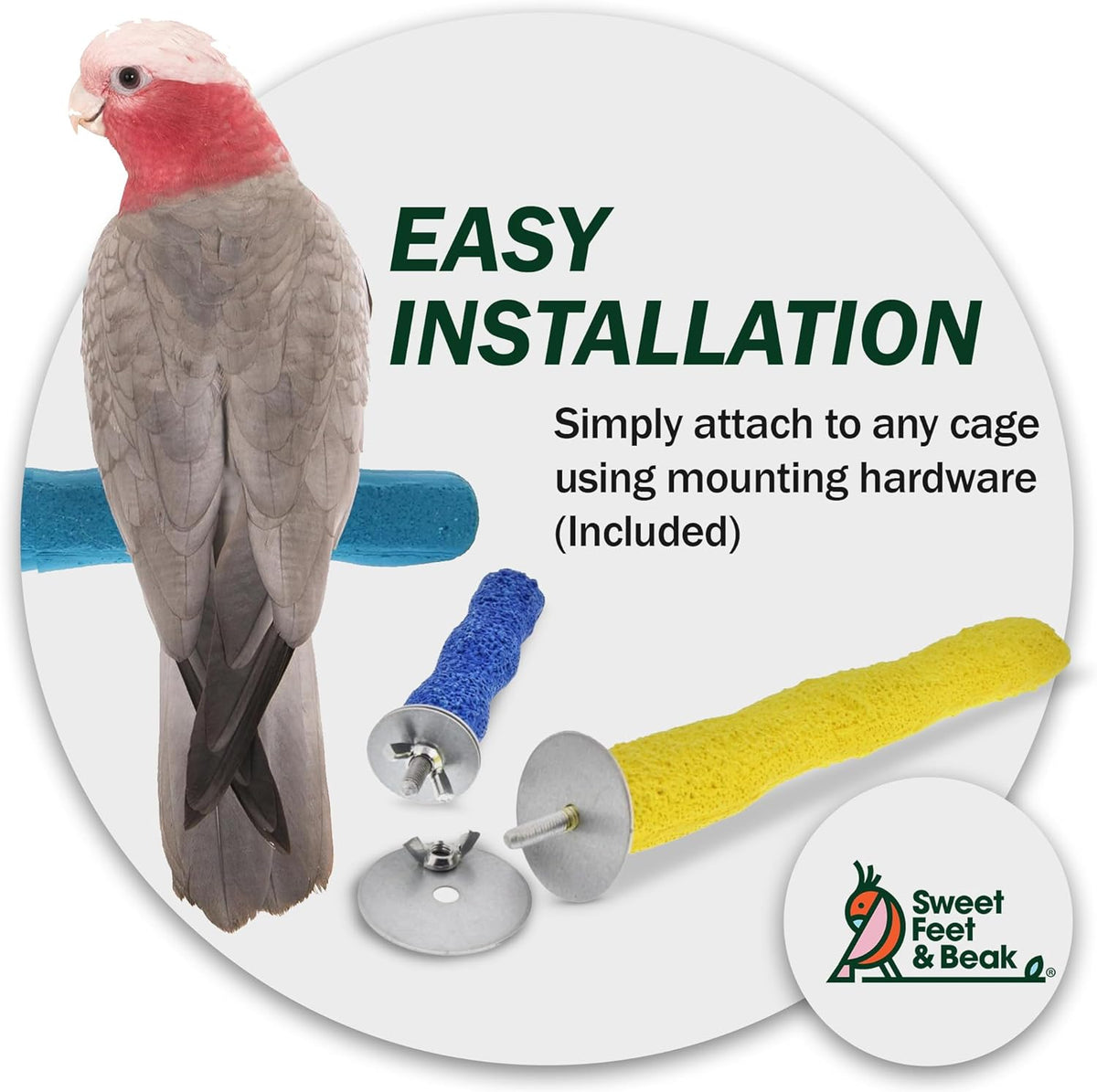 Comfort Grip Safety Perch for Bird Cages - Pedicure Perch for Birds to Keep Nails and Beaks in Top