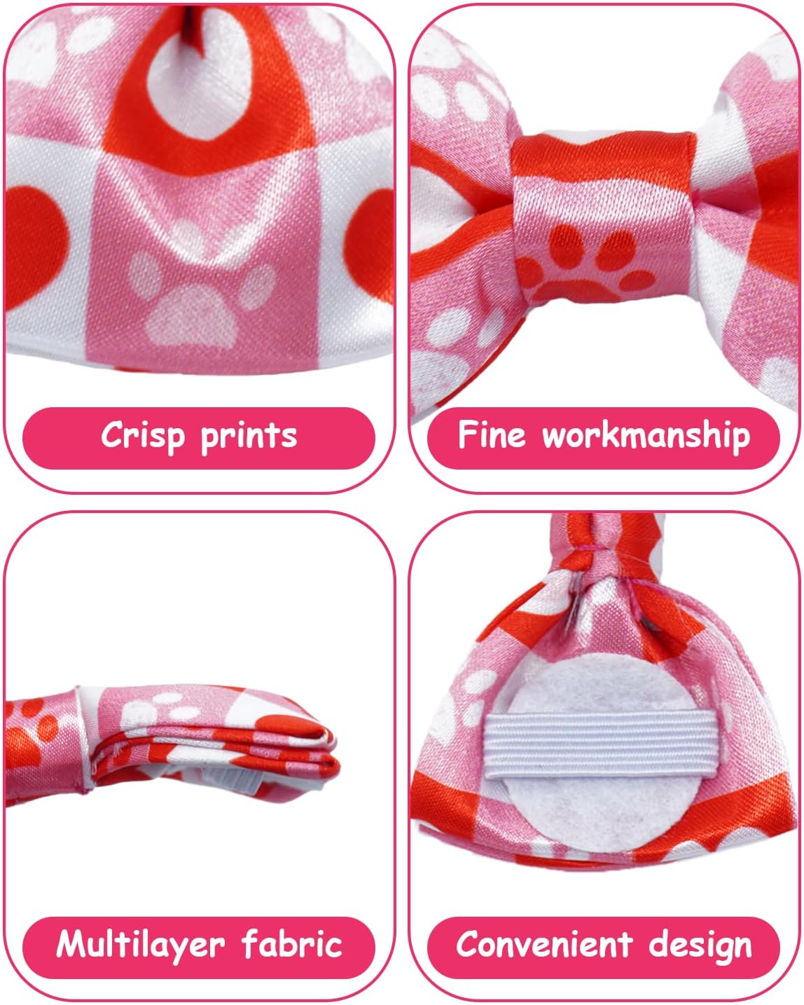PET SHOW 10 Pack Paw Small Dog Bow Ties Sliding Collar Attachments Puppy Cats Bone Bowties for