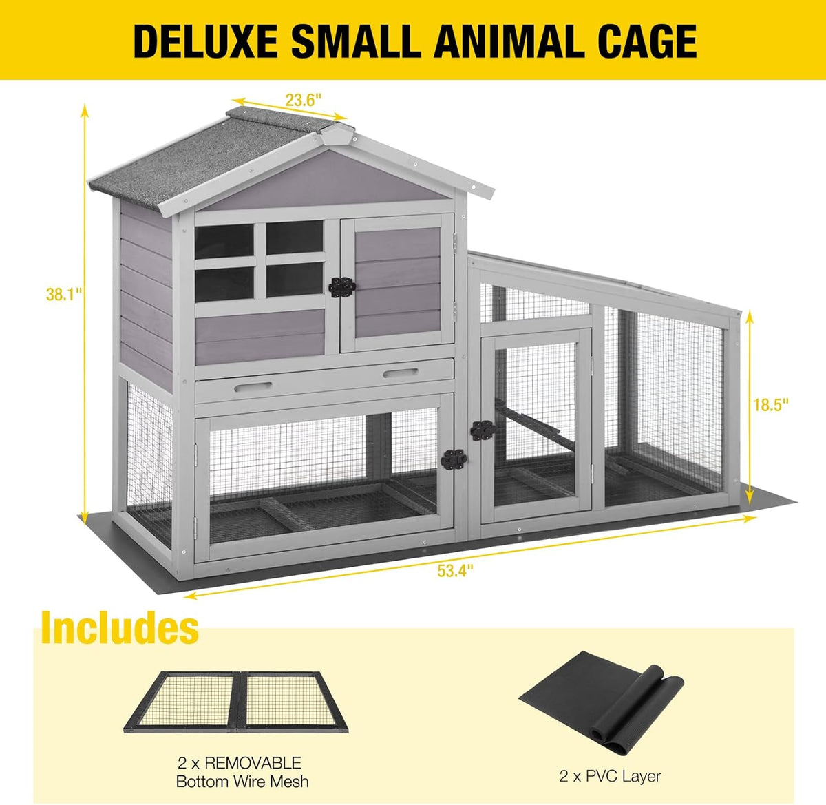 Aivituvin Rabbit Hutch Outdoor Chickecn Coop Indoor Bunny Cage with Pull Out Tray,Upgrade