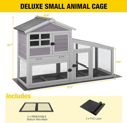 Aivituvin Rabbit Hutch Outdoor Chickecn Coop Indoor Bunny Cage with Pull Out Tray,Upgrade