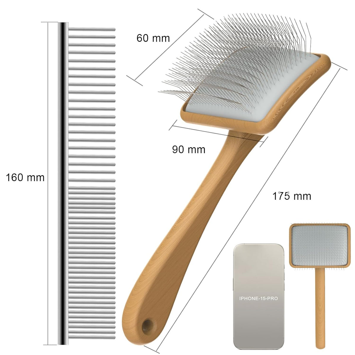 Slicker Brush for Dog, Doodles and Poodle Brush, for Tangles, Fluff Coat, Curly Hair Pets, Remove