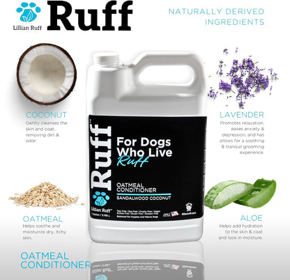 Ruff by Lillian Ruff Sandalwood Coconut Oatmeal Conditioner for Dogs – Moisturize & Soothe Dry
