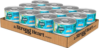 A Strong Heart Canned Wet Cat Food, Shreds with Ocean Whitefish & Tuna - 5.5 oz Cans (Pack of 24)