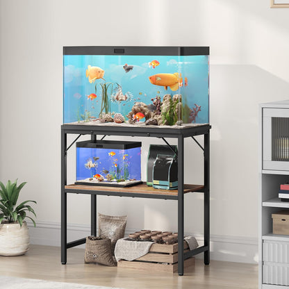 20 Gallon Fish Tank Stand, Aquarium Stand with 2-Tier Storage Shelves, Heavy Duty Breeder Turtle