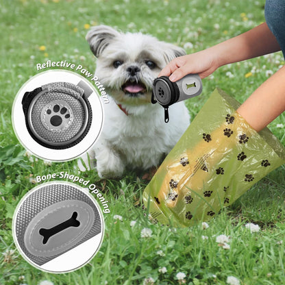 Glow Dog Poop Bag Holder for Leash Doggie Waste Bag Dispenser Puppy Potty Carrier Small Doggy
