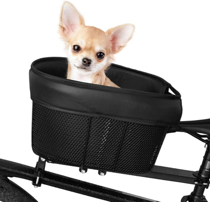 Dog Bike Basket Mountain Bike Shopping Basket Portable Cat and Dog Carrier for Bike Front Crossbar