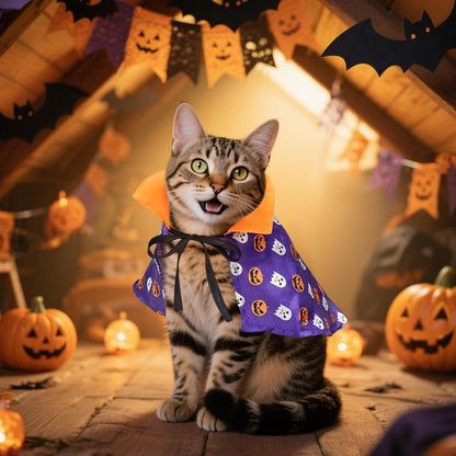 Enjoying Cat Halloween Costume, Pet Vampire Costume for Small Dogs Cats Rabbits, Kitty Pumpkin