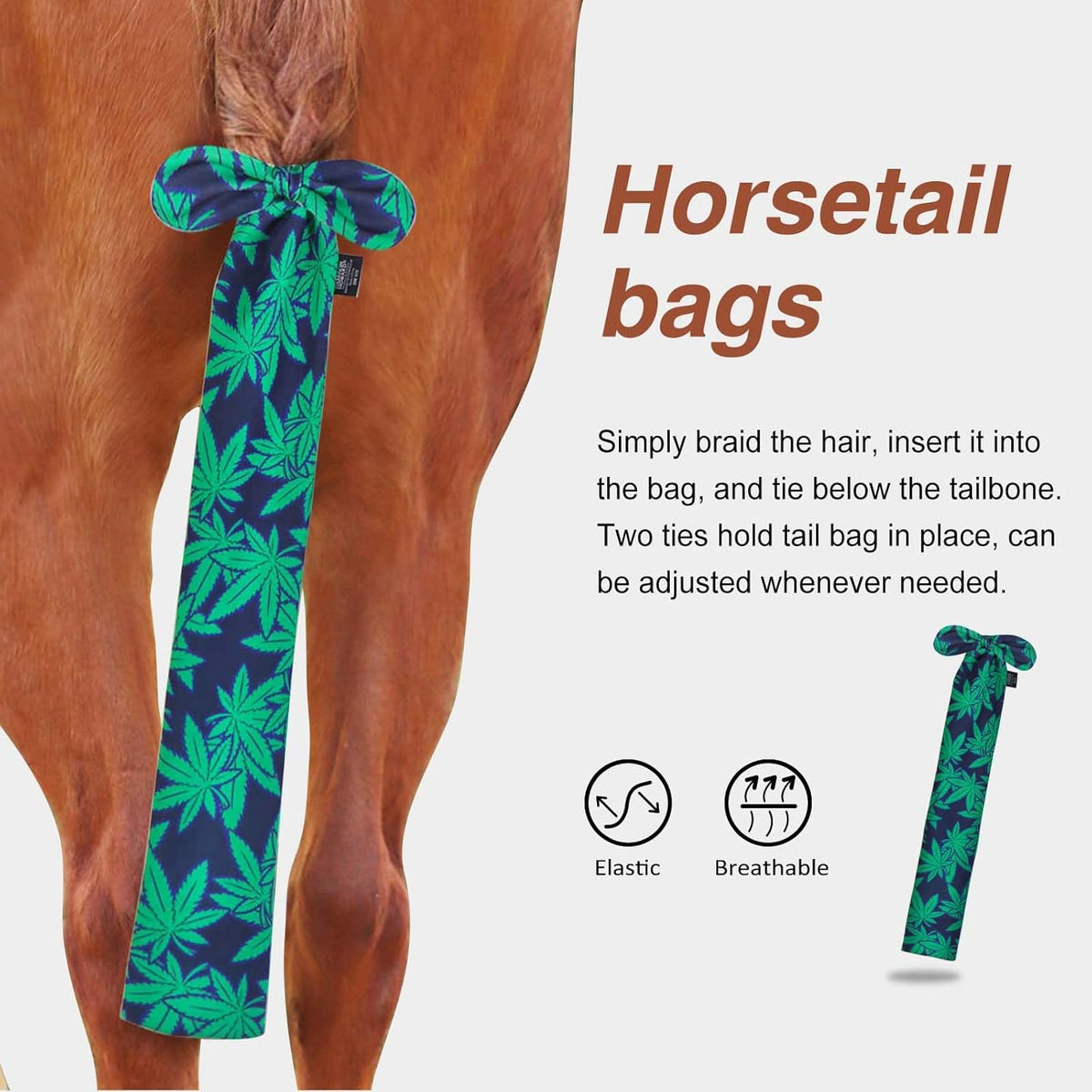 Harrison Howard Stretchy Tail Guard for Horses - Breathable, Slip-on Design, Protects Tail, 22" L