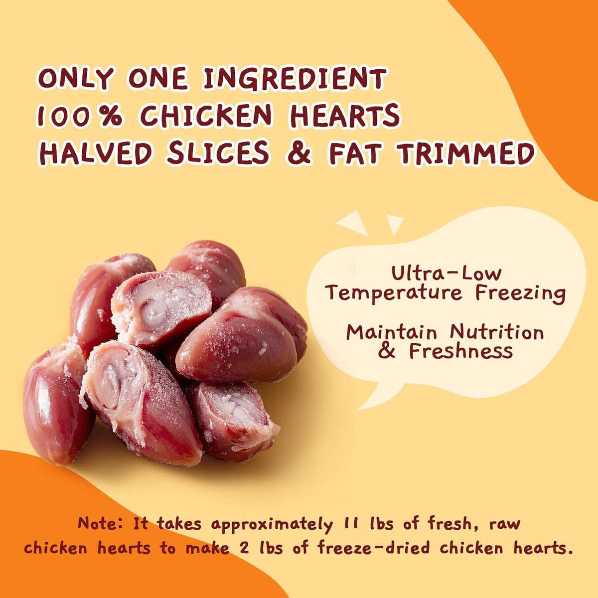 Jungle Calling Cat Treats & Dog Snacks, Freeze Dried Chicken Hearts Halves for Cats & Dogs, Single