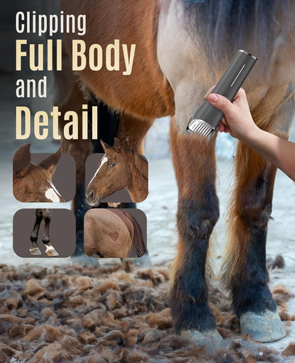 oneisall Horse Clippers,Low Noise Horse Trimmer Shaver Kit for Matted Long Hair,2 Speed Cordless