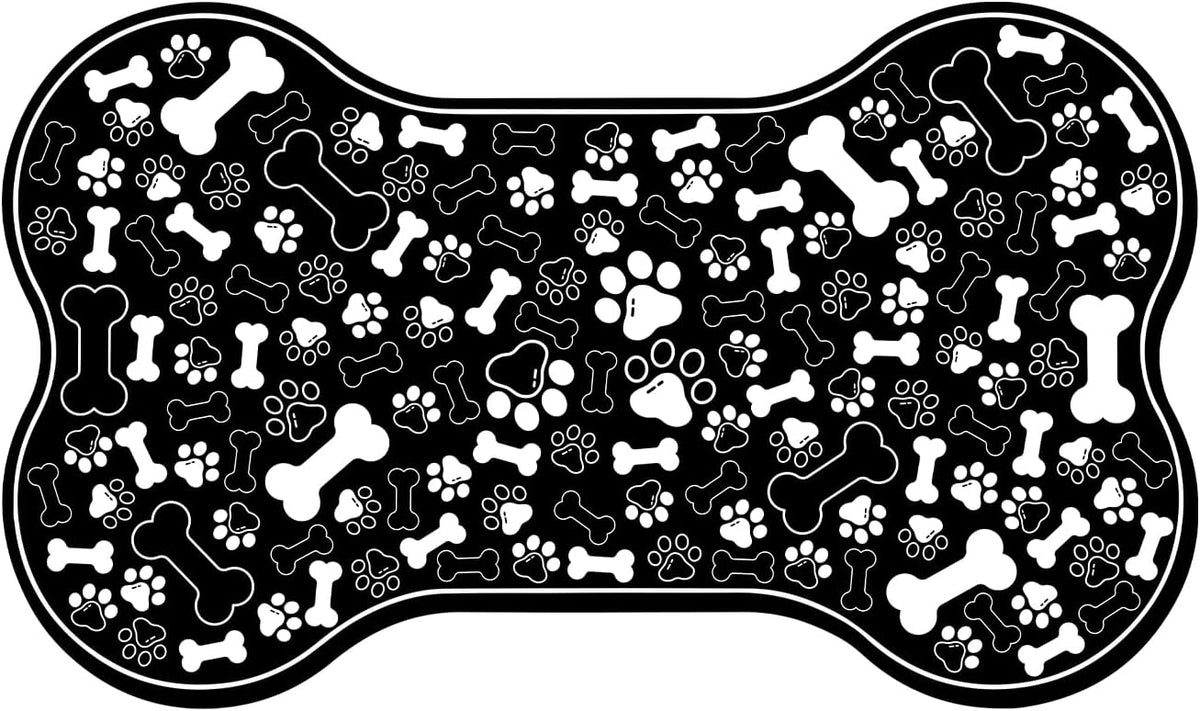 Dog & Cat Food Mat Bone Shaped Pet Feeding Mat Quick Absorb Water Bowl Placemat with Rubber Backing