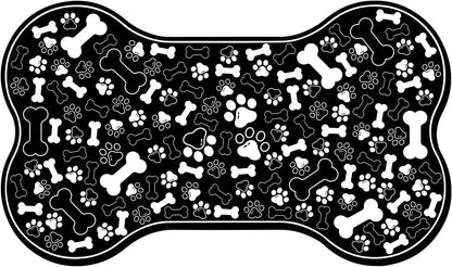 Dog & Cat Food Mat Bone Shaped Pet Feeding Mat Quick Absorb Water Bowl Placemat with Rubber Backing