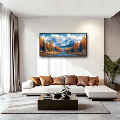 Large Forest Mountain Landscape Wall Art for Living Room, Nature Highway Road Scenery Canvas