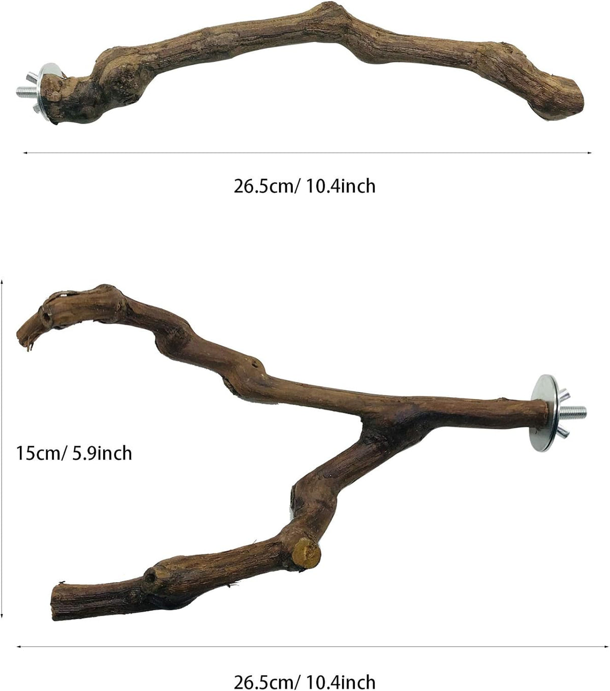 Allazone 5 PCS Natural Grape Stick Perch Swing Chewing Toys for Parrot Cages, Cockatiels