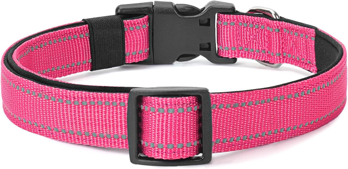 Reflective Dog Collar Padded with Soft Neoprene Breathable Quick Release Basic Dog Collars for