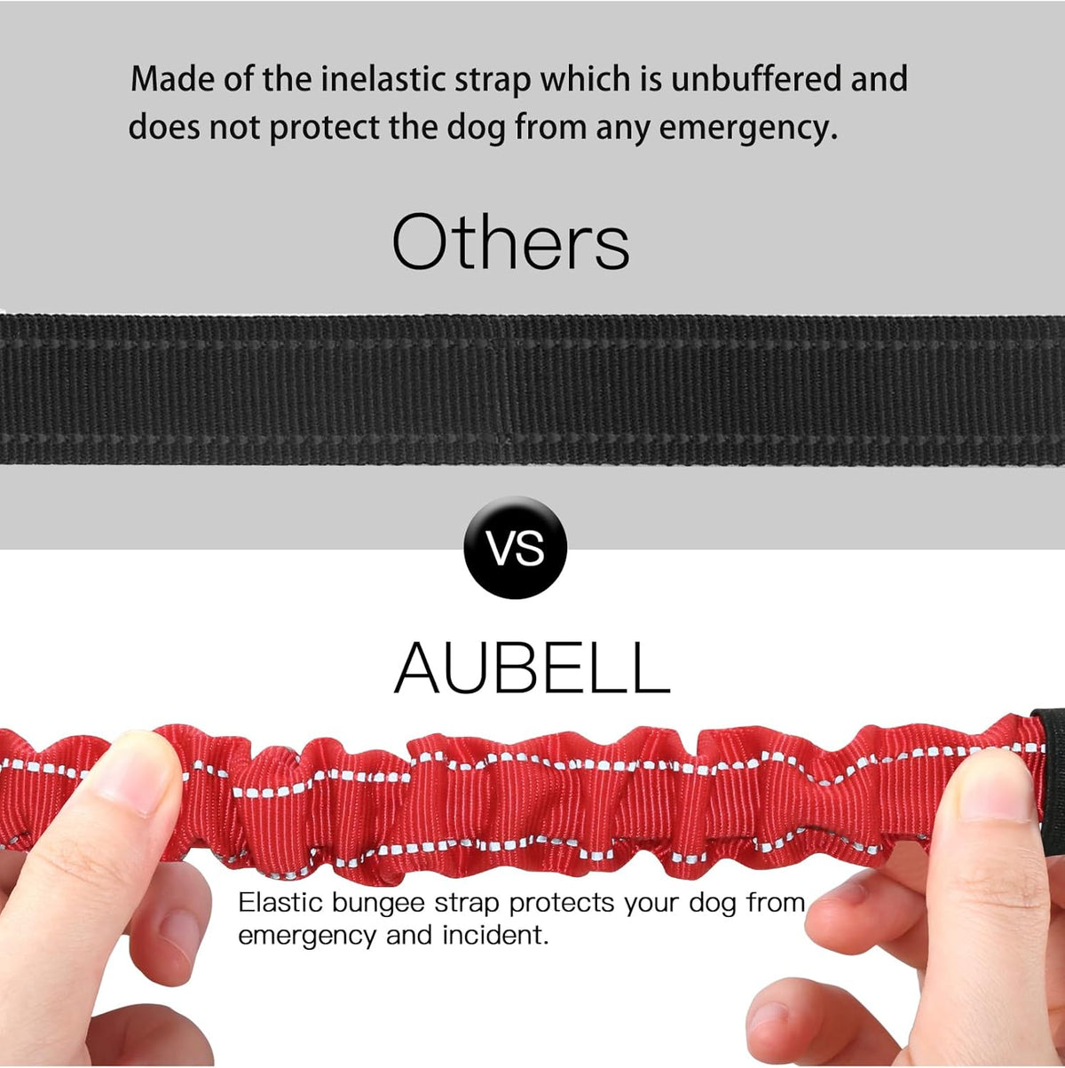 AUBELL Dog Seat Belt for Car,Updated 3-in-1 Adjustable Reflective Bungee Heavy Duty Dog Car Harness