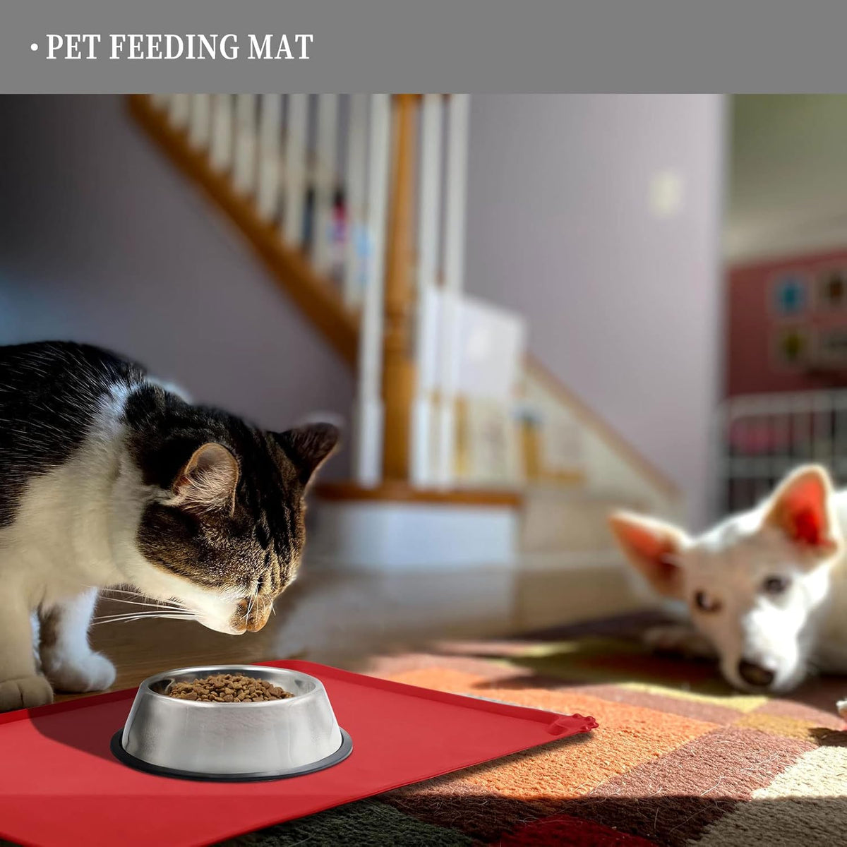 Waterproof Pet Feeding Mat with High Raised Edges, Heavier and Thicker Placemats for Cat Dog Water