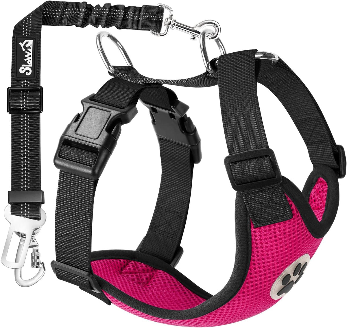 SlowTon Dog Seat Belt Harness for Car, Dog Car Harness Adjustable Mesh Breathable & Dog Seatbelt