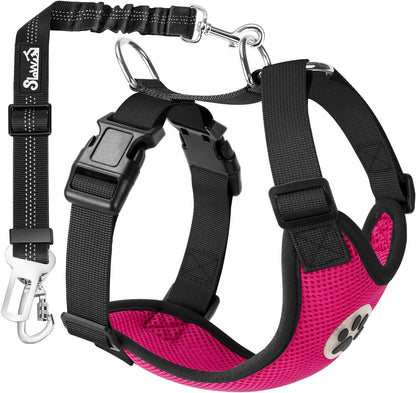 SlowTon Dog Seat Belt Harness for Car, Dog Car Harness Adjustable Mesh Breathable & Dog Seatbelt