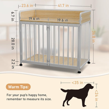 42inch Dog Crate Furniture, Medium Dog Kennel Indoor, Decorative Pet House End Table, Wooden Cage