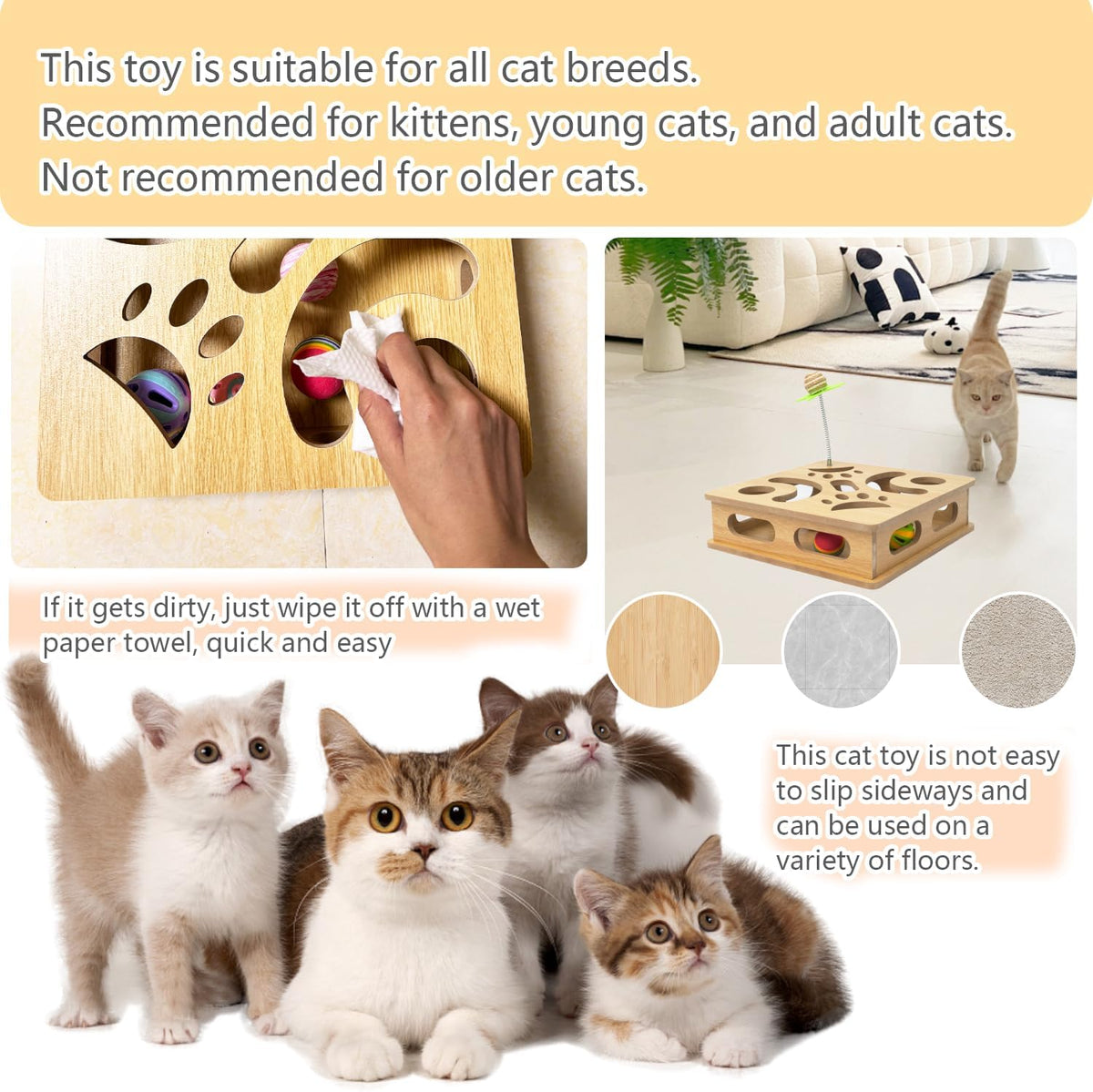 Interactive Wooden Cat Puzzle Toy Box Indoor Hunting Play Toy to Stimulate Your Cat’s Energy and
