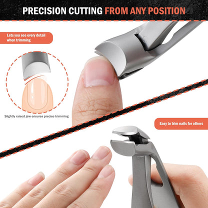 BEZOX Ergonomic Angled Head Thick Toenail Clipper for Seniors - Large Nail Clippers for Thick and