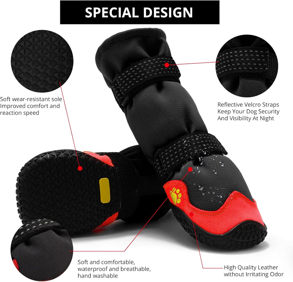 Dog Shoes for Hot Pavement Anti-Slip Dog Boots & Paw Protectors for Summer Rainy Day Dog Snow Boots