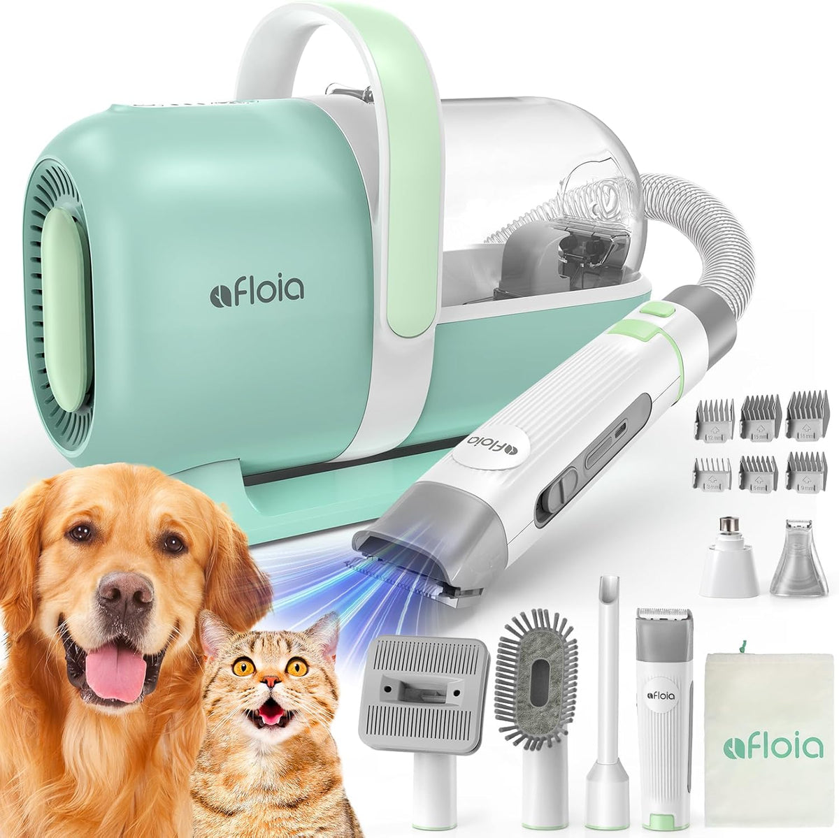 Afloia 6-in-1 Dog Grooming Kit, Pet Grooming Vacuum for Shedding, Dog Hair Vacuum with Clipper Nail