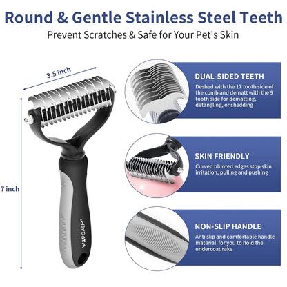 5 in 1 Dog Grooming Kit - Self-Cleaning Slicker Brush for Shedding Short Long Haired Dogs & Cats