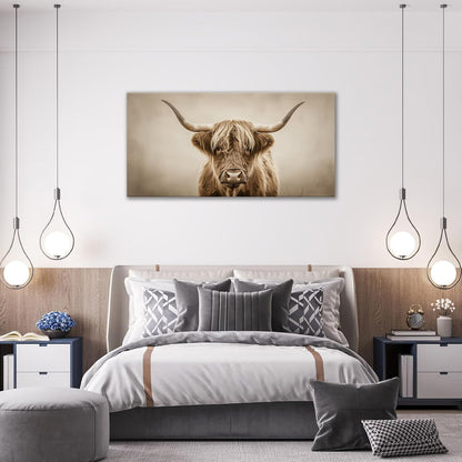 Large Highland Cow Wall Art Farmhouse Country Extra Canvas Living Room Oversize Western Cattle Wall