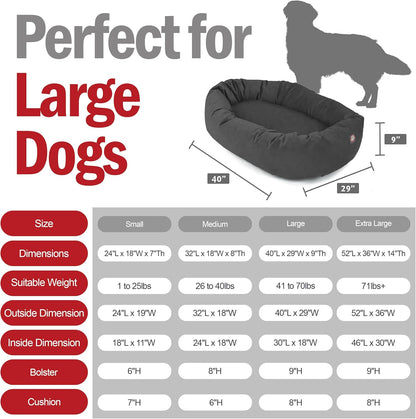 Majestic Pet 40 Inch Suede Shredded Memory Foam Mix Calming Large Dog Bed Washable 40 x 29 x 9