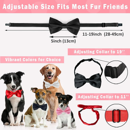 Black Dog Bow Tie, KOOLMOX Adjustable Bow Tie Dog Collar for Medium and Large Dogs Cats Pets