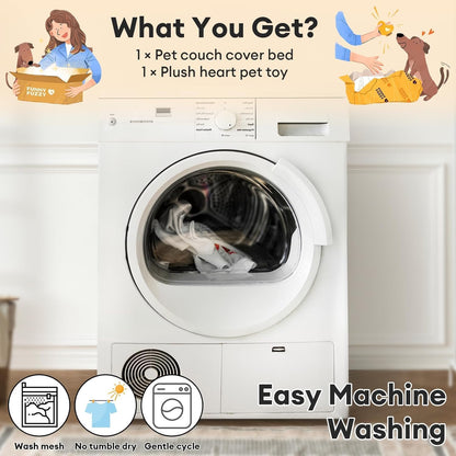 FUNNY FUZZY Pet Fluffy Fuzzy Calming Dog Couch Bed Sofa Protector Washable Pets Mat for Large