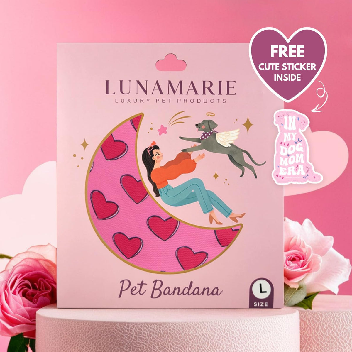LunaMarie - Luxury Pet Birthday Bandanas -Premium & Silky Poly Fabric | 100% Handmade | Custom