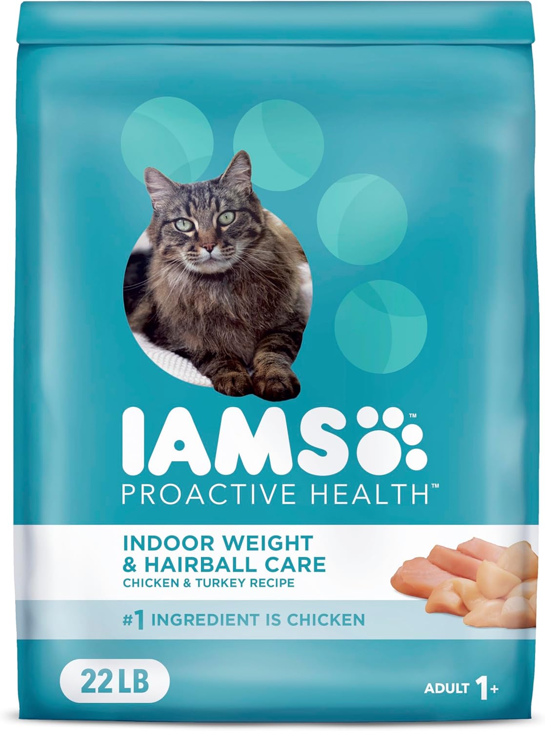 IAMS Proactive Health Indoor Weight Control & Hairball Care Adult Dry Cat Food, Chicken & Turkey