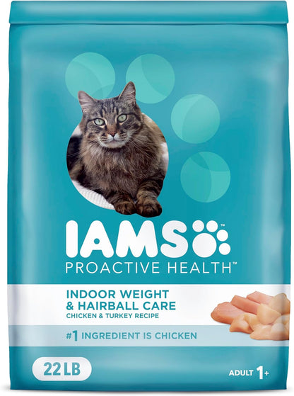 IAMS Proactive Health Indoor Weight Control & Hairball Care Adult Dry Cat Food, Chicken & Turkey