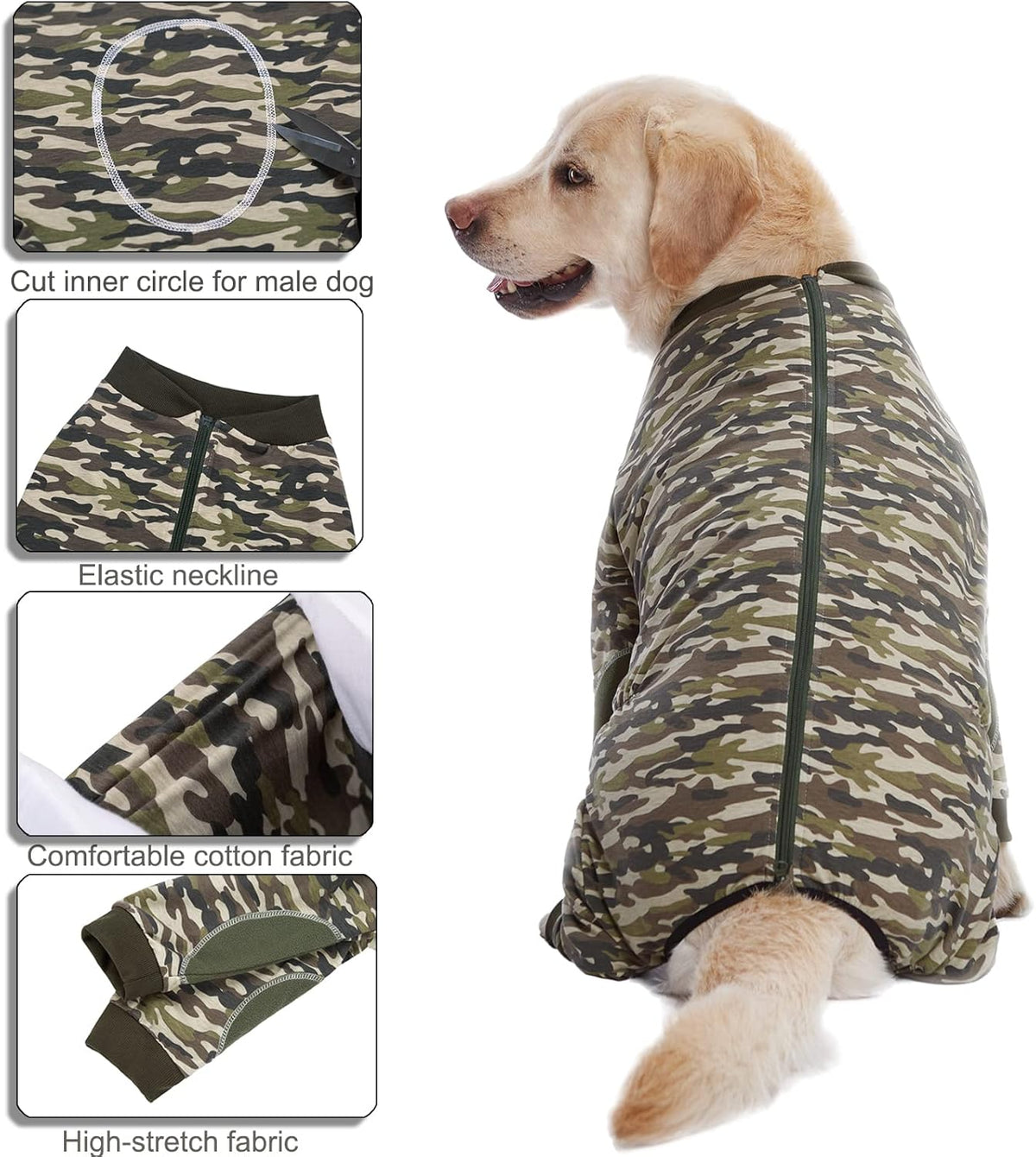 Yeapeeto Dog Onesie Surgery Recovery Suit for Large Medium Bodysuit Dogs Pajamas PJS Full Body for